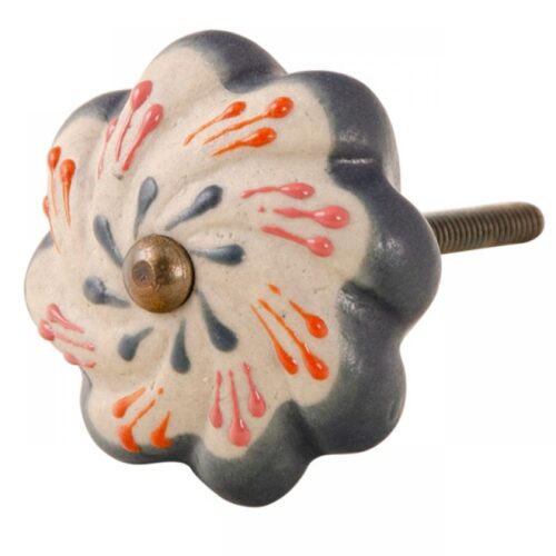 Hand Painted Flower Ceramic Knob