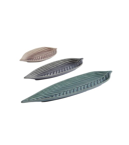 Feather deco plates s/3